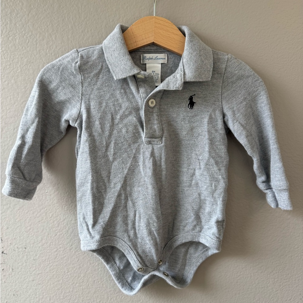 Ralph Lauren Gray Baby Polo bodysuit